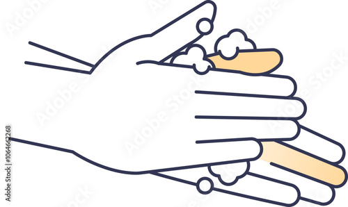 Illustration of hands with soap lather, symbolizing hygiene and cleanliness.