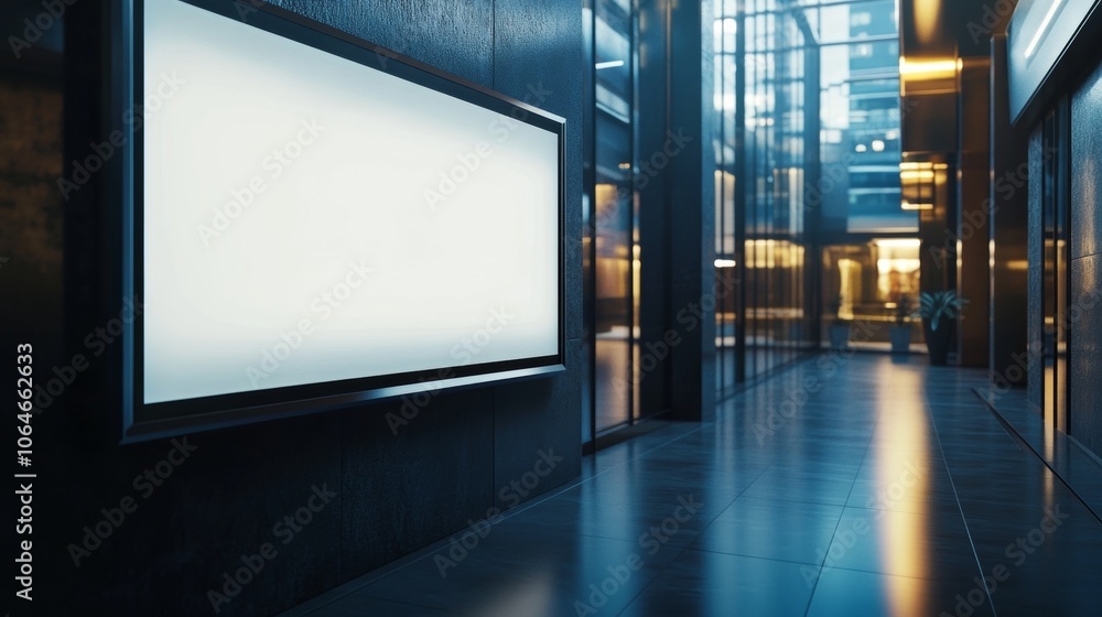 Modern interior hallway with blank advertisement. Modern interior hallway with blank advertisement.