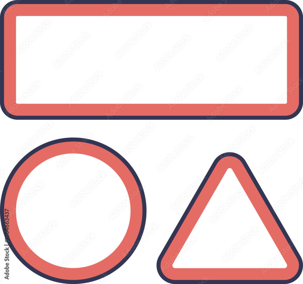 Geometric shapes for instructional signage: rectangle, circle, triangle. Geometric shapes for instructional signage: rectangle, circle, triangle.
