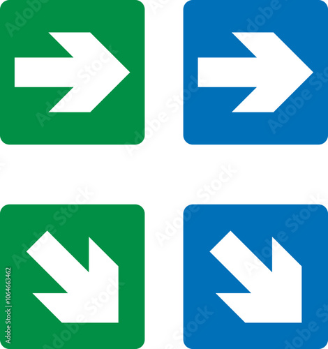 Four directional arrows on colored backgrounds symbolize navigation and guidance. Free Download Four directional arrows on colored backgrounds symbolize navigation and guidance. - GFXLoad