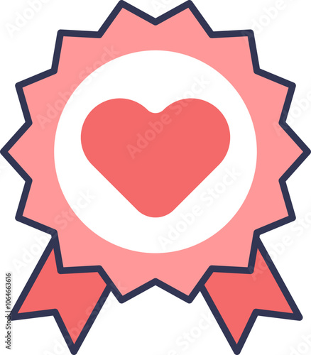 A heart-shaped badge symbolizing love and achievement.