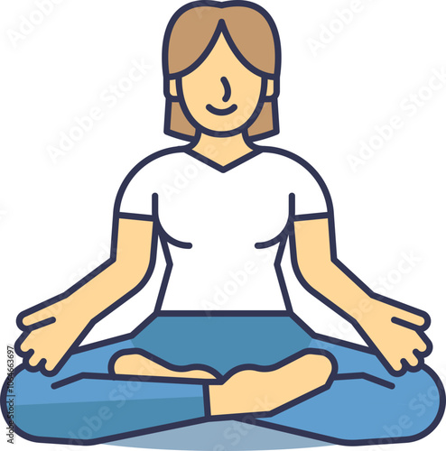 Illustration of a person in a serene meditation pose, symbolizing tranquility and balance.