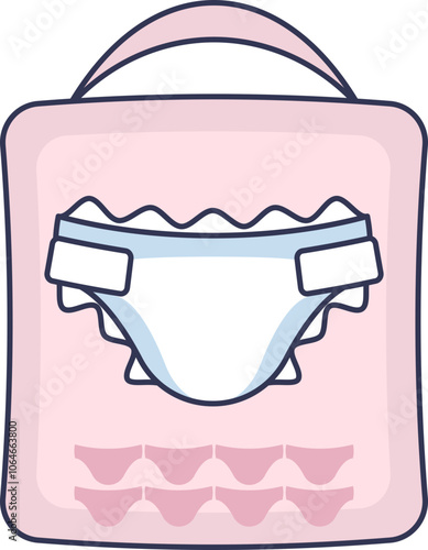 Illustration of a diaper pack, symbolizing baby care essentials.
