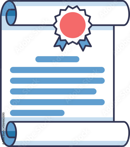 Illustration of a policy document with a seal, symbolizing authenticity and authority.