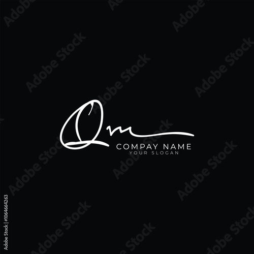 QM initial letter signature style handwritten logo design template photo