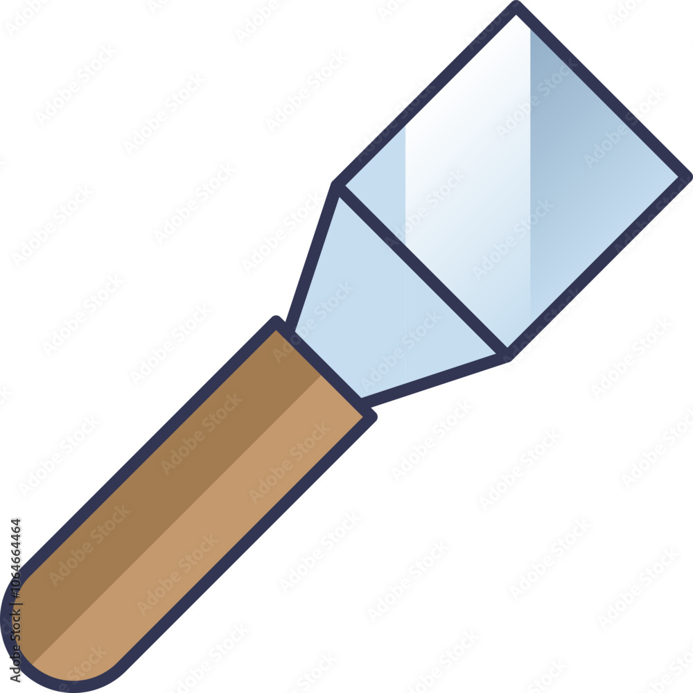 Illustration of a spatula with a wooden handle and metal blade, symbolizing cooking and kitchen tools. Illustration of a spatula with a wooden handle and metal blade, symbolizing cooking and kitchen tools.