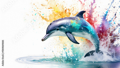 Lively jumping dolphin photo