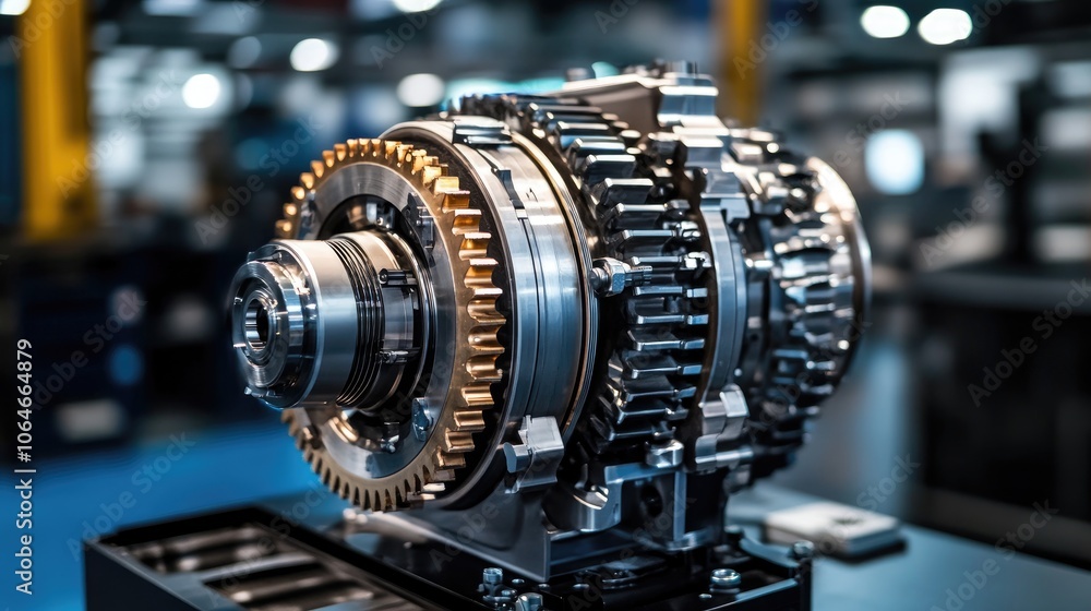 Close Up Detailed View of a Gearbox, Engineering, and Design Close Up Detailed View of a Gearbox, Engineering, and Design