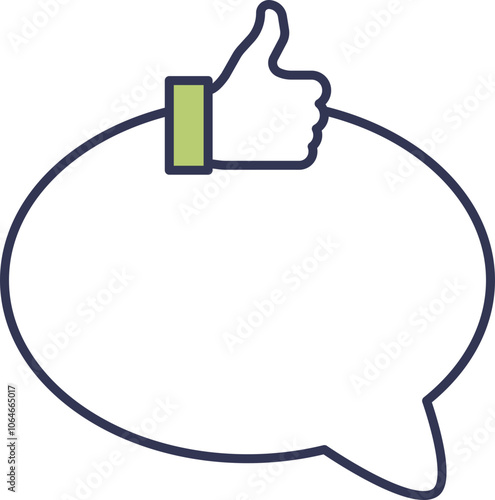 Thumbs up inside a speech bubble symbolizes approval and positive communication.