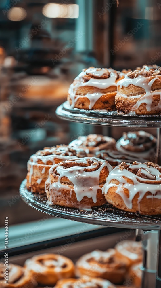 Freshly Baked Cinnamon Rolls on Display Freshly Baked Cinnamon Rolls on Display