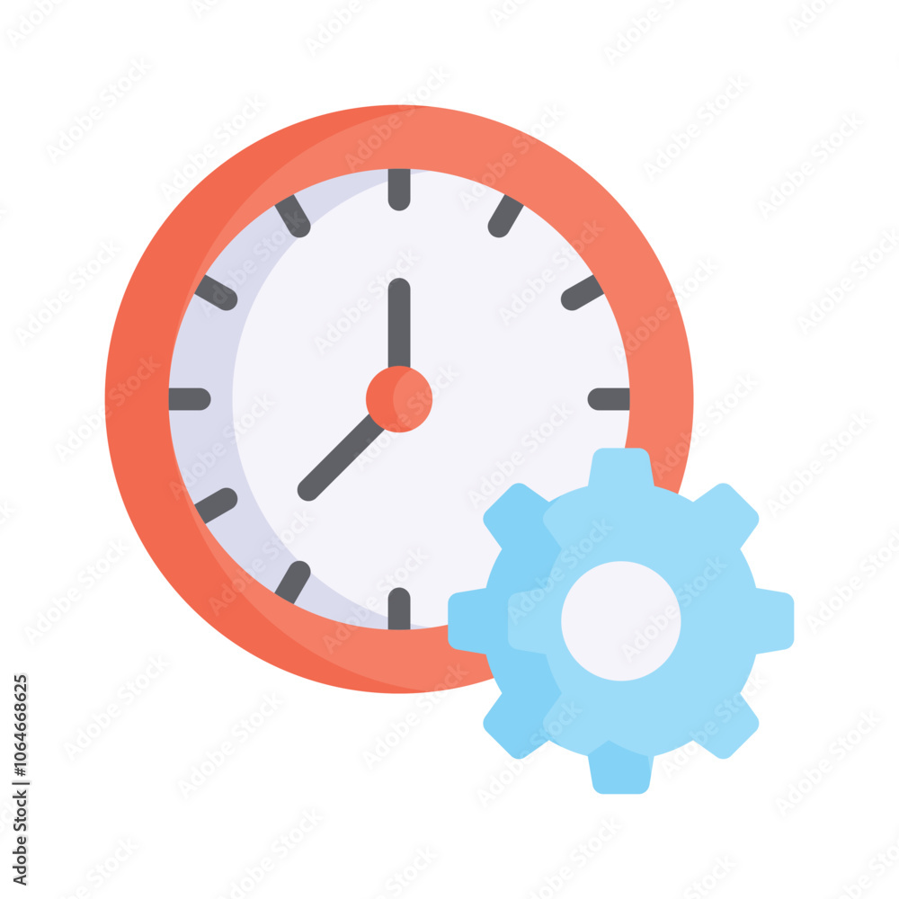 Gear with clock concept icon of time management Gear with clock concept icon of time management