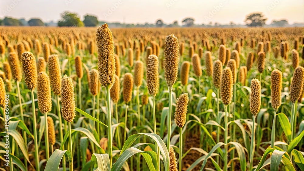 Pearl millet fields in Gujarat being cultivated for the production of beer and wine, millet, fields, cultivation, pearls Pearl millet fields in Gujarat being cultivated for the production of beer and wine, millet, fields, cultivation, pearls
