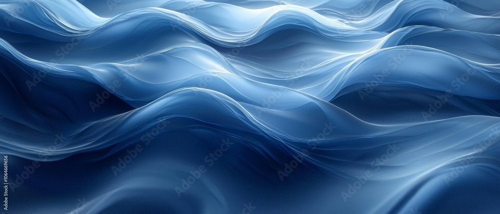 A serene depiction of flowing ocean waves in various shades of blue. A serene depiction of flowing ocean waves in various shades of blue.