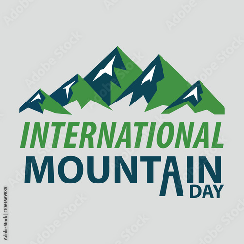 Mountain day - hand-written text, words, typography, calligraphy, hand-lettering. Vector concept morden illustration on mountain day in one color, for label, emblem, logo, banner, flyer, greeting card