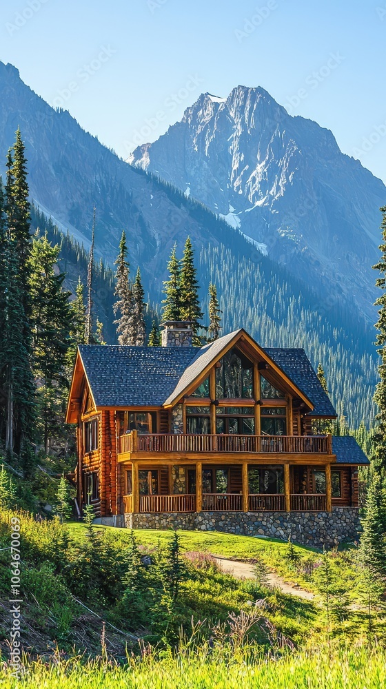 Cozy Mountain Cabin with Large Windows in Nature Cozy Mountain Cabin with Large Windows in Nature