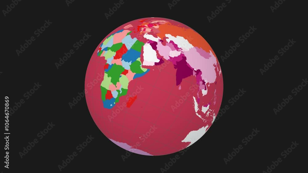Planisphere Rotating Rotating planet. Tilted sphere view. Moderate speed planet rotation ...