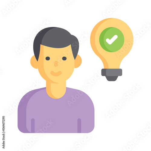 Person with a lightbulb, symbolizing ideas and creative thinking
