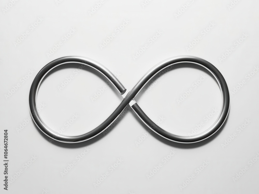Infinity symbol in metallic design, white isolated background Infinity symbol in metallic design, white isolated background