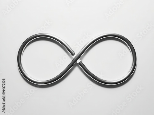 Infinity symbol in metallic design, white isolated background