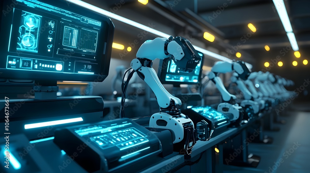 Fototapeta premium Autonomous Robot Evolution Laboratory Designing the Ultimate Adaptable Machine through Cutting Edge and 3D Printing