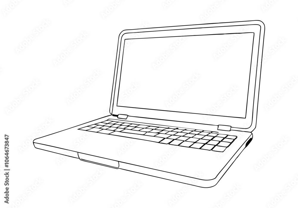 Continuous Line Art of a Laptop. Minimalist Technology Illustration for Office and Digital Themes Continuous Line Art of a Laptop. Minimalist Technology Illustration for Office and Digital Themes