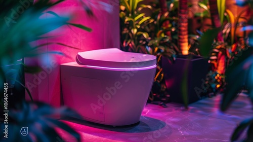 Wallpaper Mural A luxurious bathroom with a high-tech smart toilet featuring a heated seat, bidet functions, and touchless flush, AI Generative Torontodigital.ca