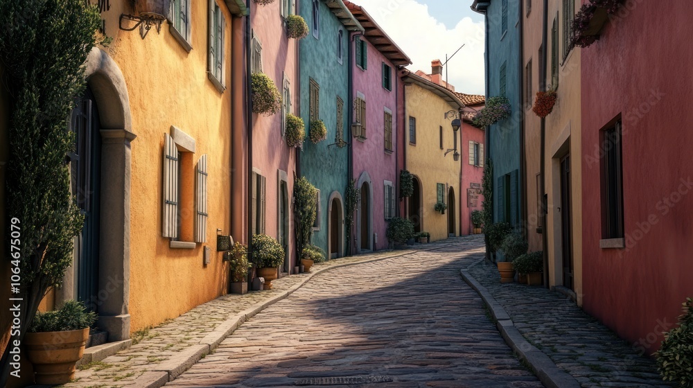 Charming Colorful Street in European Town Charming Colorful Street in European Town