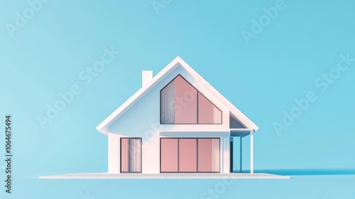 Wallpaper Mural 3D-rendered illustration of a minimalist house with clean, modern architectural lines. Torontodigital.ca