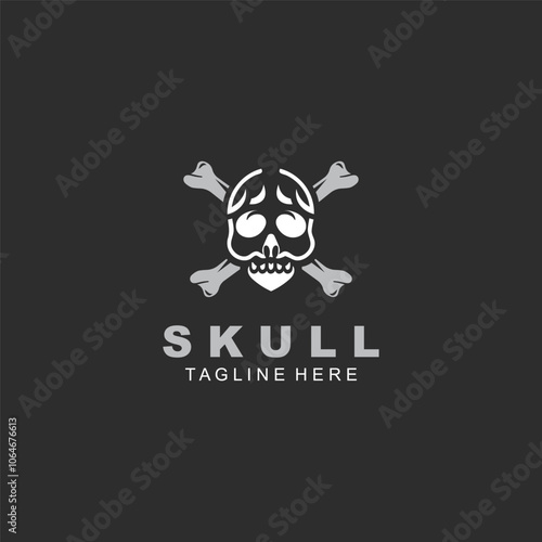 Skull skeleton logo Design vintage Template Idea on black background