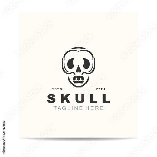 Free Download Skull skeleton logo vintage template idea on white background - GFXLoad