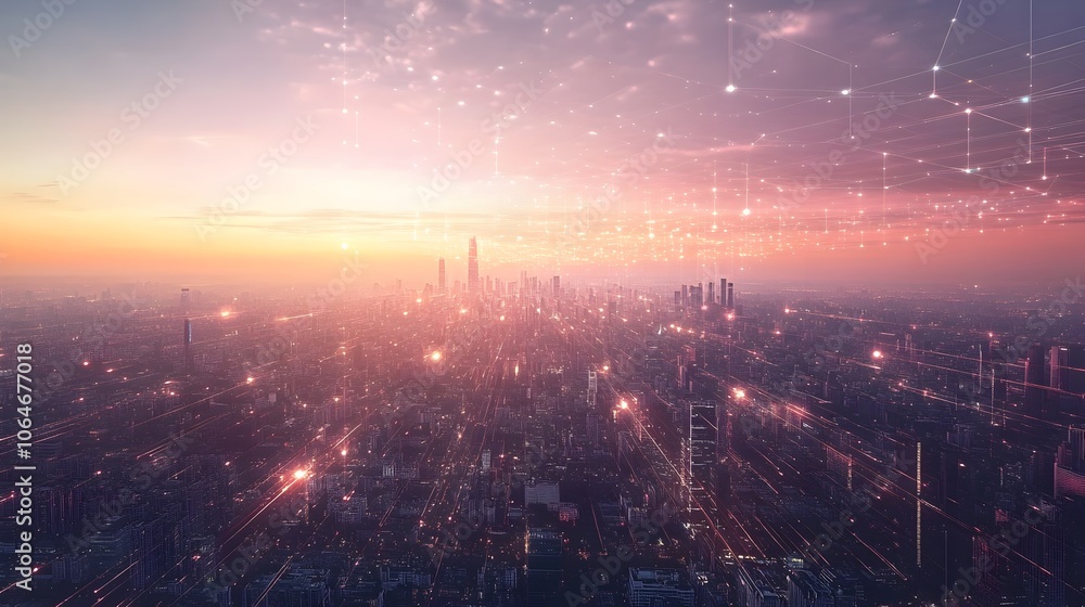 Futuristic Cityscape with Integrated Space Based Solar Power Transmission Arrays Beaming Energy Down to Earth Futuristic Cityscape with Integrated Space Based Solar Power Transmission Arrays Beaming Energy Down to Earth