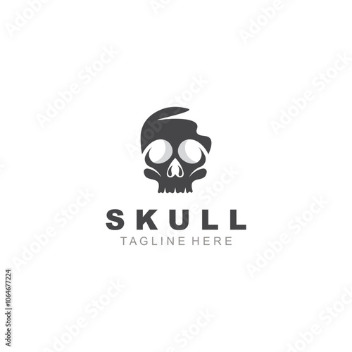 Skull skeleton logo vintage template idea on white background