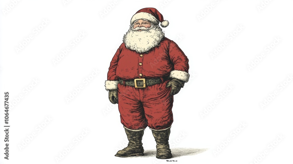 A cartoon picture of Santa Claus, standing alone against a white backdrop. This image is a vector drawing. A cartoon picture of Santa Claus, standing alone against a white backdrop. This image is a vector drawing.