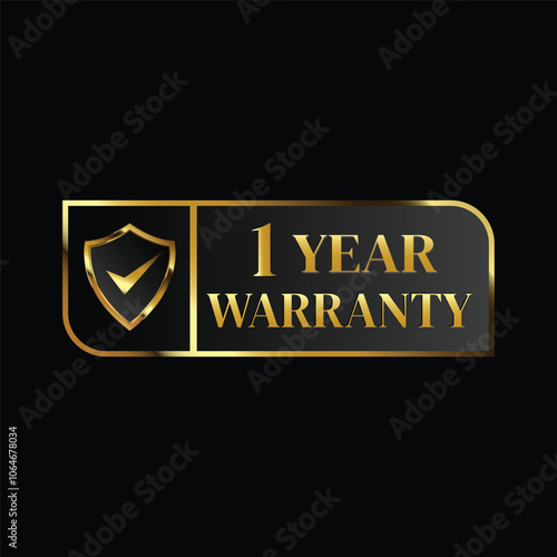 1 year warranty golden shield,golden  banner vector