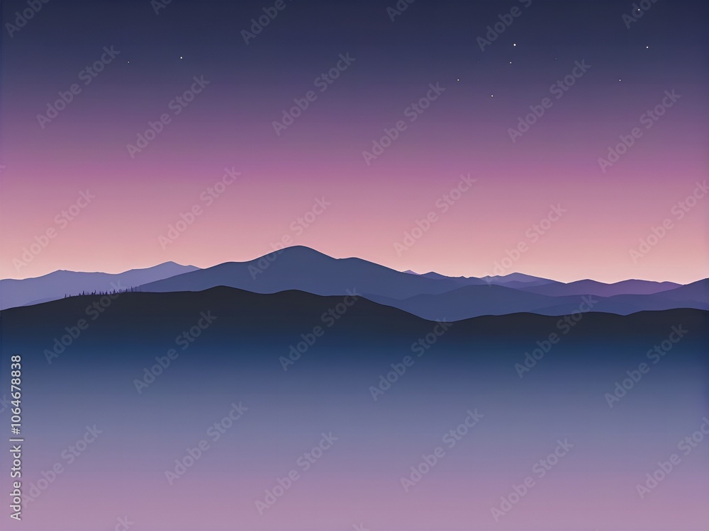 Twilight in the mountains, with horizontal gradient, shades of dark blue and purple merging, minimalist background Twilight in the mountains, with horizontal gradient, shades of dark blue and purple merging, minimalist background