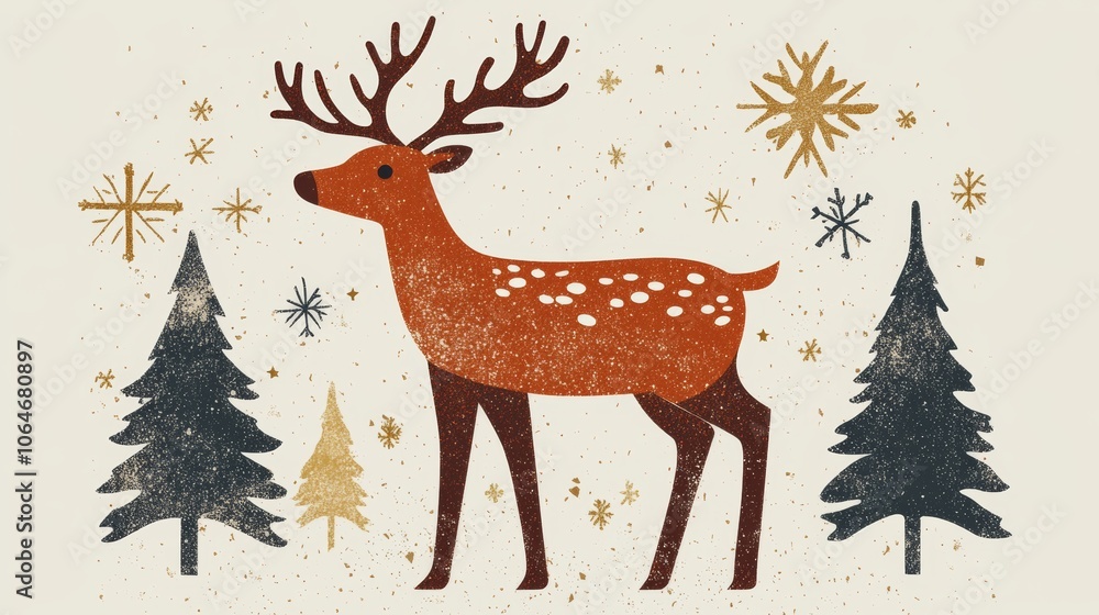 A cute reindeer design, perfect for a Christmas card or as an icon. A cute reindeer design, perfect for a Christmas card or as an icon.