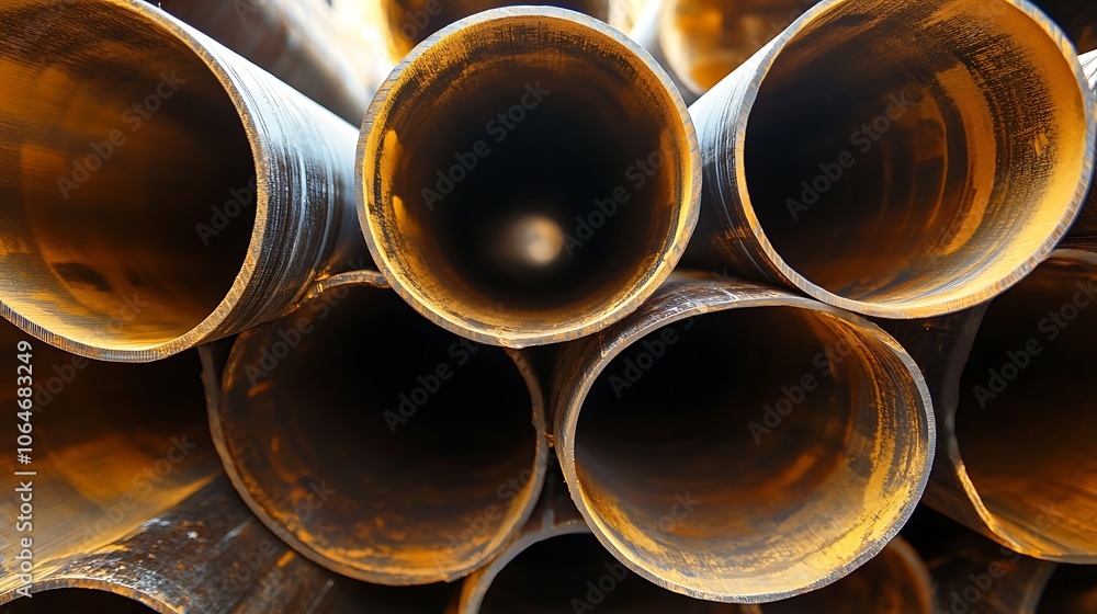Stack of Rusty Metal Pipes in a Warehouse Stack of Rusty Metal Pipes in a Warehouse