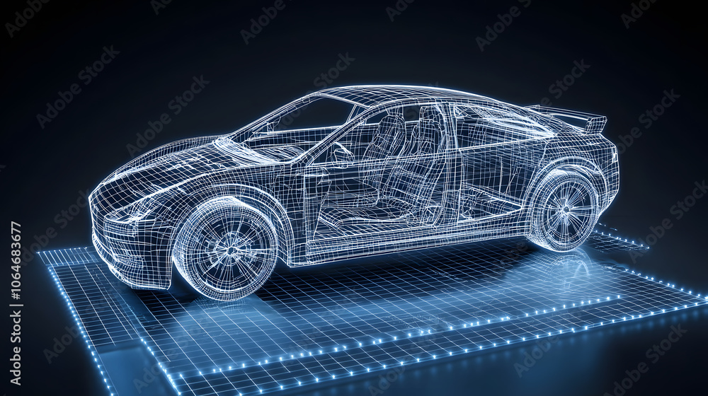 Naklejka premium Futuristic electric car wireframe design