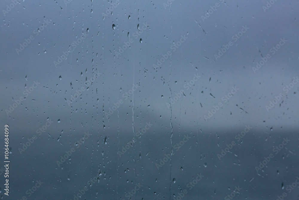 Puget Sound seen through wet window Puget Sound seen through wet window