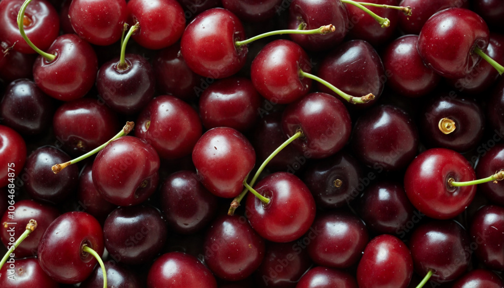 Fresh ripe red cherries with dew isolated on white Fresh ripe red cherries with dew isolated on white