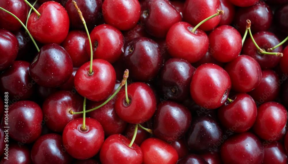 Fresh ripe red cherries with dew isolated on white Fresh ripe red cherries with dew isolated on white