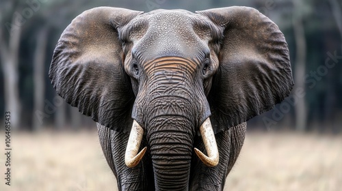 A majestic elephant walking freely in a protected sanctuary photo