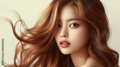 Wallpaper Mural Captivating model with flowing hair poses against a soft backdrop in a serene indoor setting, showcasing natural beauty and elegance Torontodigital.ca