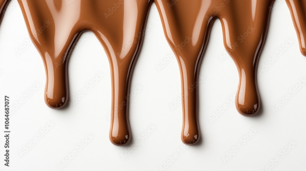 Obraz premium Melted chocolate dripping on white background