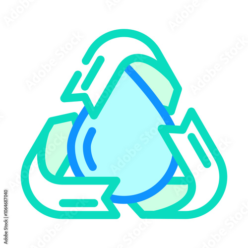 recycling water saving color icon vector. recycling water saving sign. isolated symbol illustration