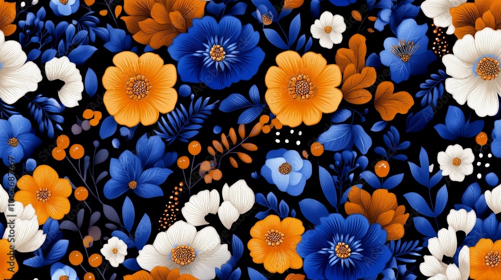 Festive Batik Pattern with Playful Floral Motifs Festive Batik Pattern with Playful Floral Motifs