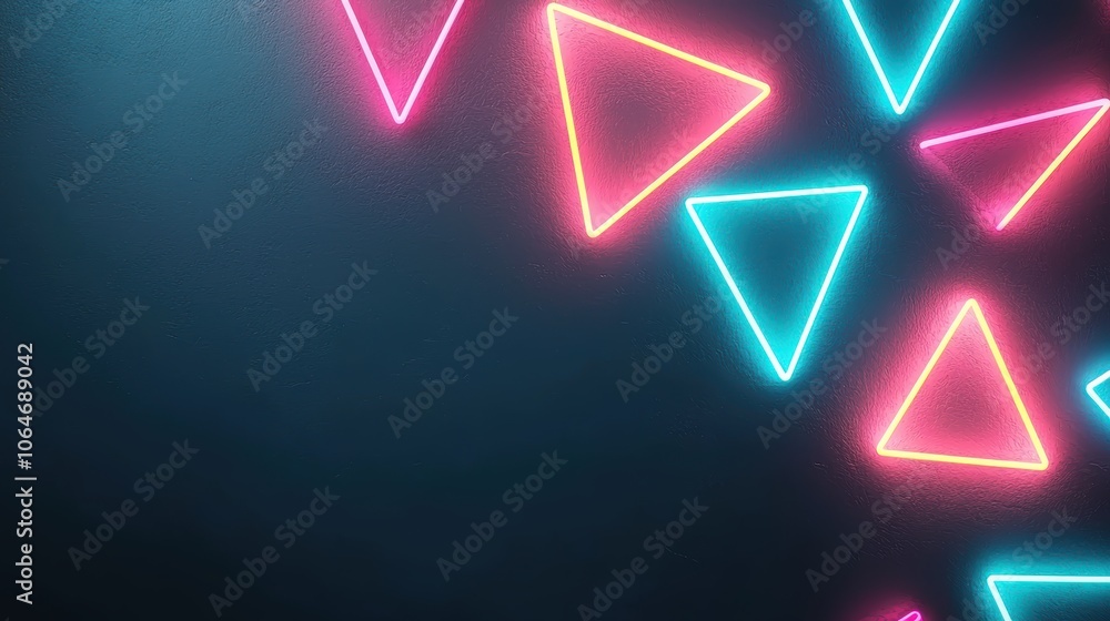 A geometric composition of glowing neon triangles and squares, their vibrant colors intertwining and overlapping to form a visually striking pattern. A geometric composition of glowing neon triangles and squares, their vibrant colors intertwining and overlapping to form a visually striking pattern.