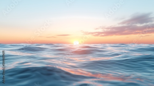 Captivating sunset over serene ocean waves creates a tranquil nature escape experience