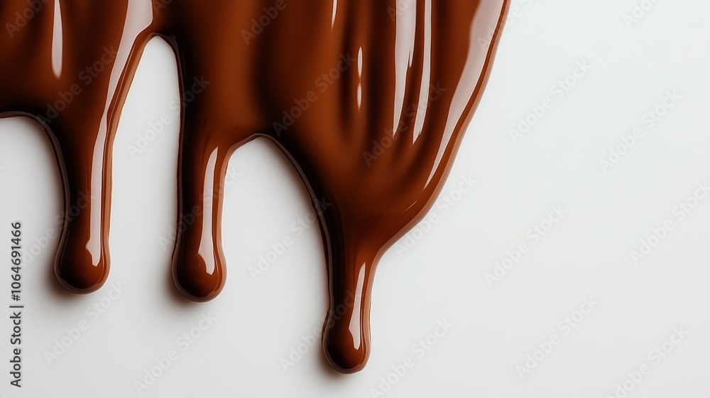Chocolate pouring, white isolate background Chocolate pouring, white isolate background