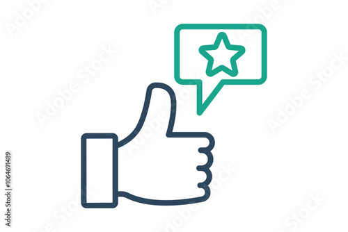 Appreciation icon. line icon style. thumb with chat and star. icon related to motivation. success elements vector illustration